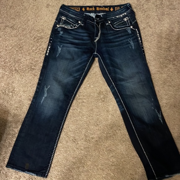 Rock Revival Denim Jeans Sz 29 stephanie easy capri - Picture 9 of 10